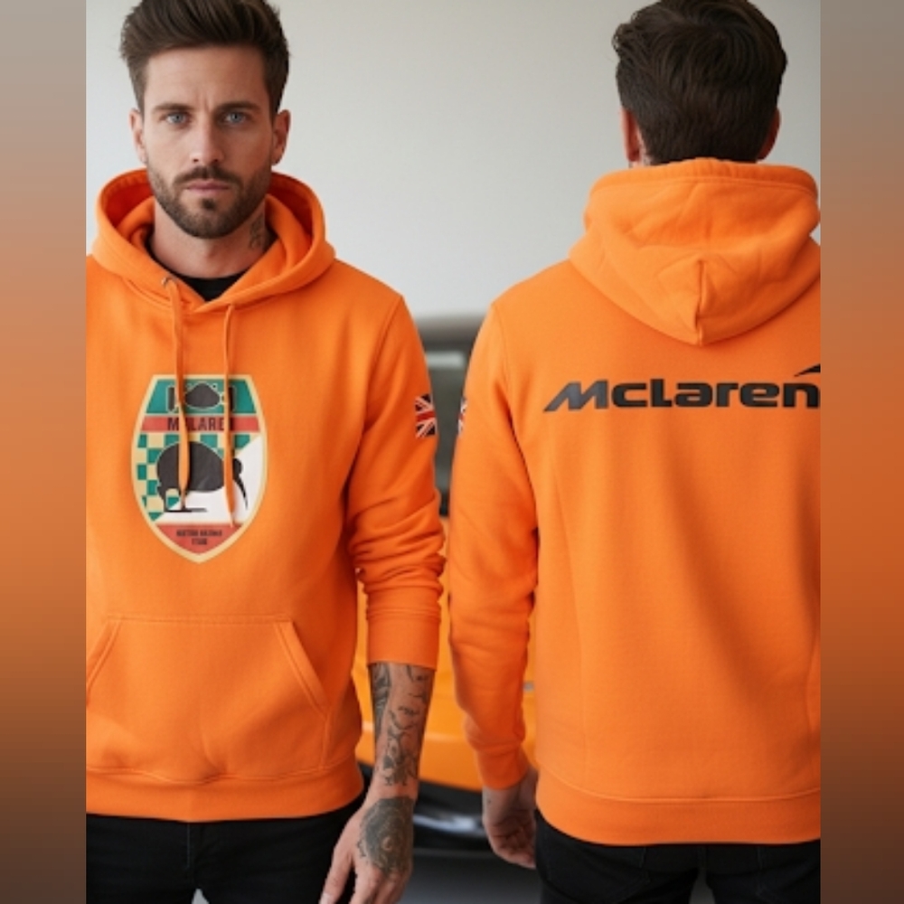 NWOT🇦🇺Aussi McLaren UNISEX MOTOR RACING TEAM Orange Hoodie Sz S Oversized